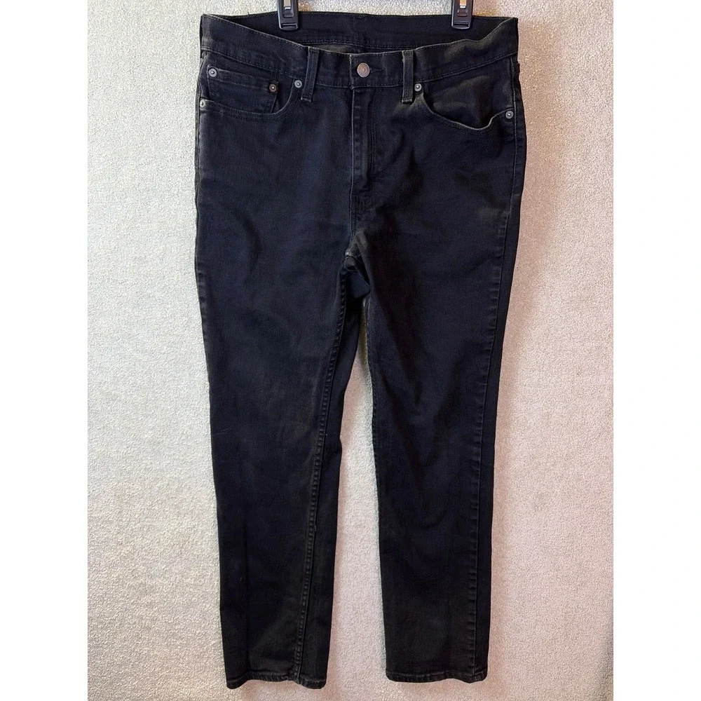 Levi's 514 Straight Fit‎ Jeans Mens 33x32 (Fits 32x31) Black Denim Stretch Pants